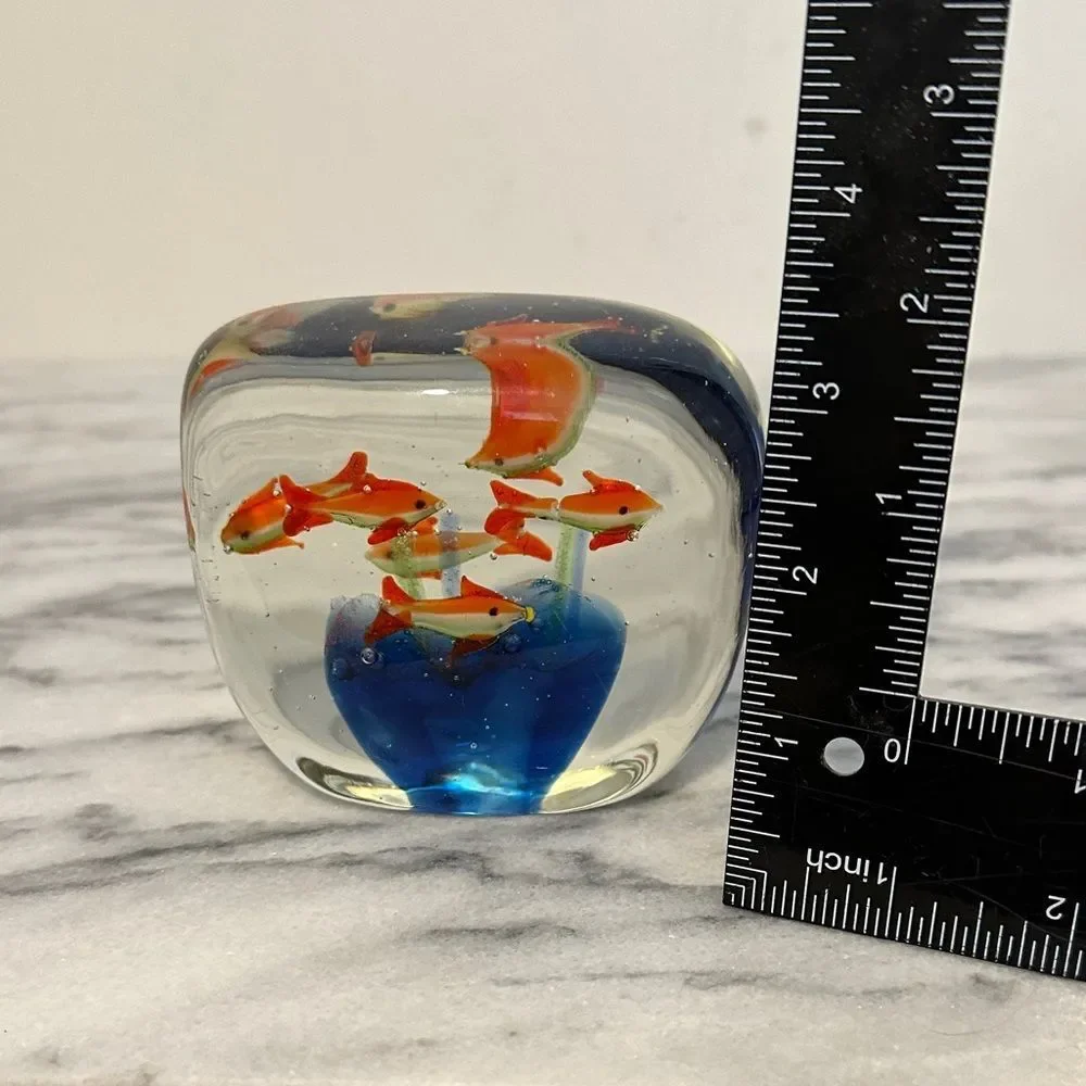 Murano Handcrafted Glass Fish Aquarium Decor paper weight vintage